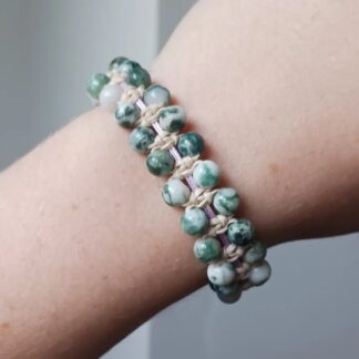 Handmade Macrame Moss Agate adjustable bracelet