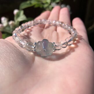Fluorite pumpkin and clear quartz bracelet
